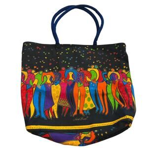 Laurel Burch Rainbow Hearts & Gathered People Tote Bag